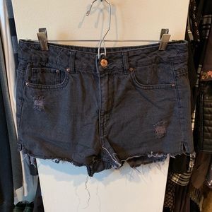 Black ripped jean shorts